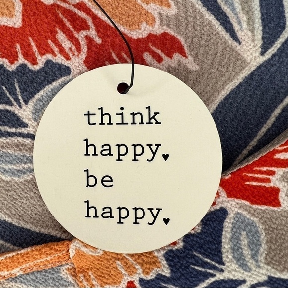 Small NEW Floral Blouse Cold Shoulder Keyhole Neckline C&E Orange Blue - Picture 9 of 11